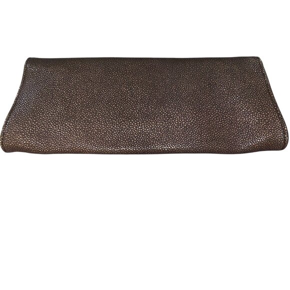 Abas Vintage Womens Clutch Bag Brown Stingray Foldover Envelope Style - Picture 2 of 10